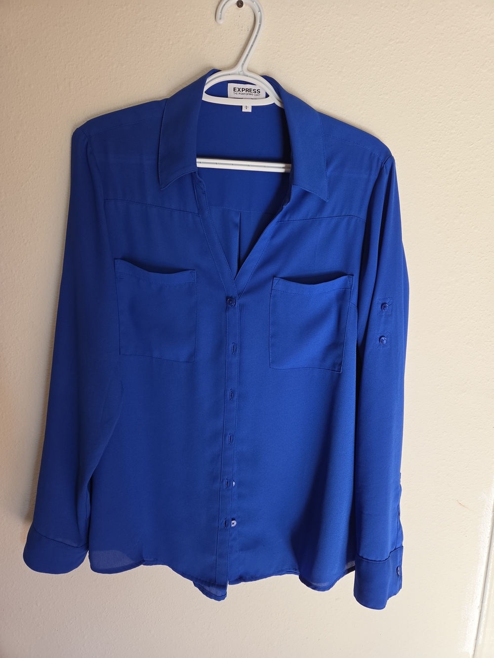 Express Royal Blue Button-Front Blouse